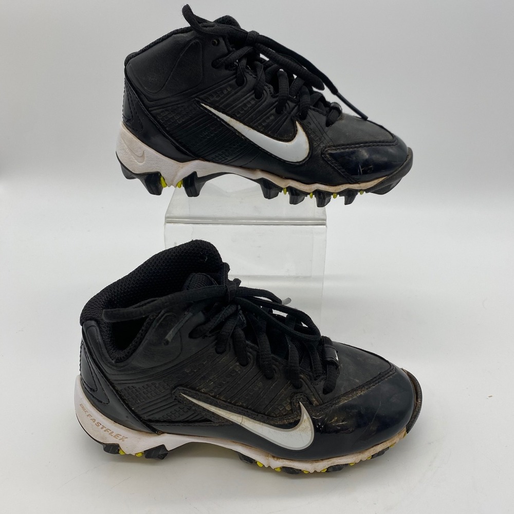 Nike Alpha Shark 2 Football Cleats Kids 10C Black White 642771-001 Fastflex
